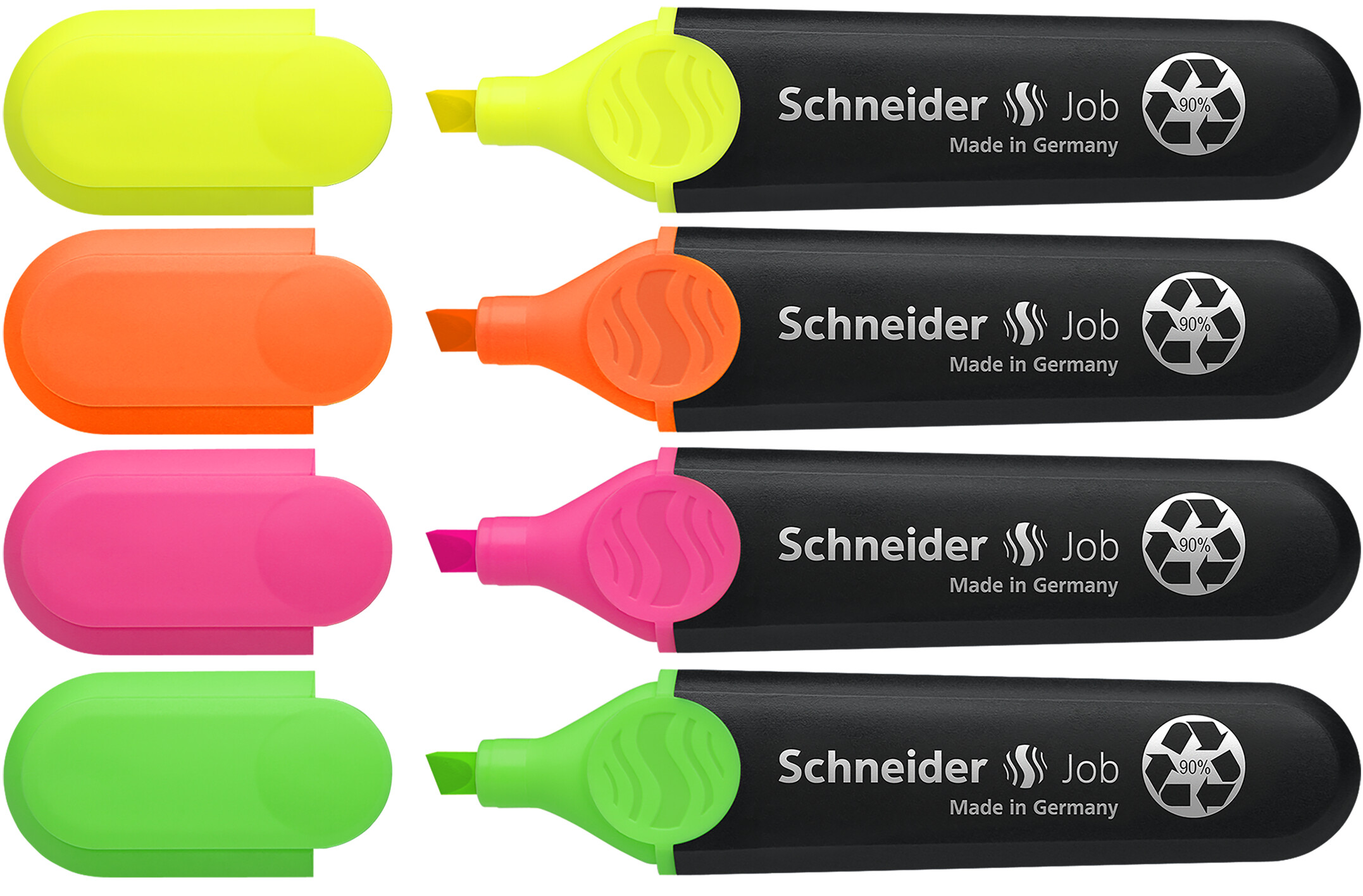 SURLIGNEUR SCHNEIDER JOB POINTE BISEAUTE RECHARGEABLE AVEC MAXX 660 REFILL STATION POCHETTE 4 COLORIS ASSORTIS