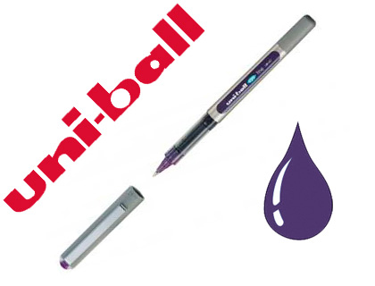 ROLLER UNIBALL EYE POINTE METAL ECRITURE MOYENNE 0,5MM  ENCRE FLUIDE RESISTE TEMPS    EAU SOLVANTS COLORIS VIOLET