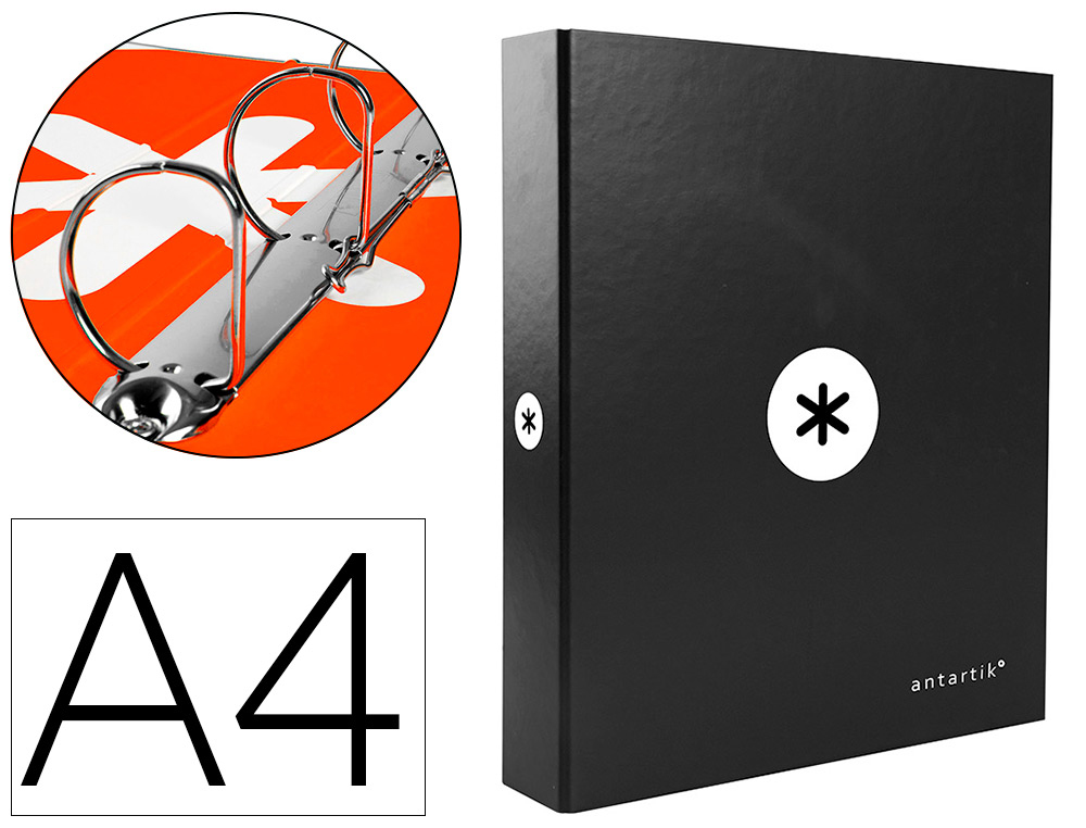CLASSEUR ANTARTIK 4 ANNEAUX END 40MM A4+ CARTON REMBORD    COLORIS NOIR