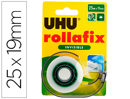 RUBAN ADHESIF UHU ROLLAFIX INVISIBLE AVEC DEVIDOIR       25MX19MM