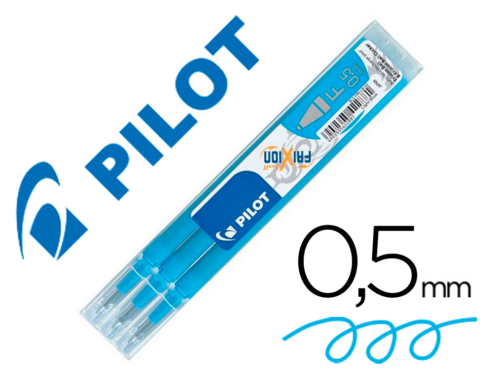 RECHARGE ROLLER PILOT FRIXION BALL POINTE FINE COLORIS TURQUOISE SET 3 UNITS