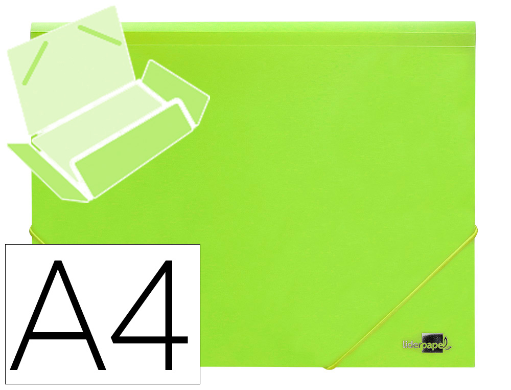 CHEMISE LIDERPAPEL POLYPROPYLENE DOS FLEXIBLE A4 210X297MM 4/10E 3 RABATS 100F ELASTIQUE JAUNE FLUO OPAQUE