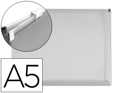 POCHETTE ENVELOPPE LIDERPAPEL POLYPROPYLNE 180 MICRONS A5 210X148MM FERMETURE CLAIR TRANSPARENT INCOLORE