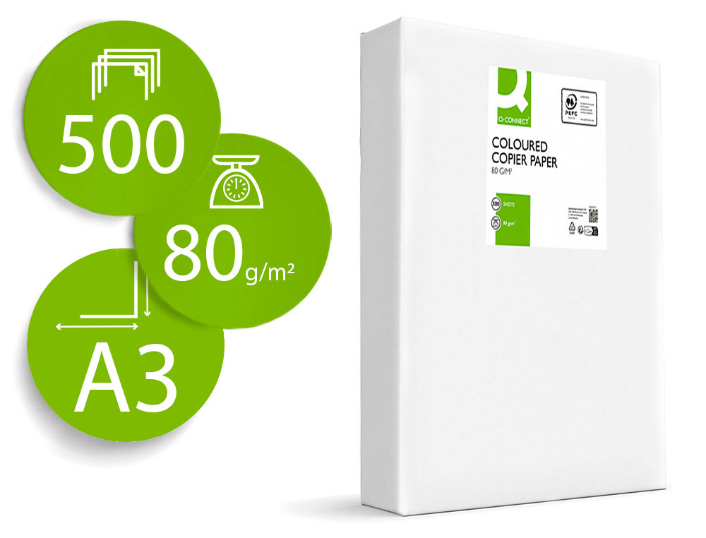 PAPIER COULEUR Q-CONNECT MULTIFONCTION A3 80G/M2 UNICOLORE ORANGE NON RAMETTE 500 FEUILLES