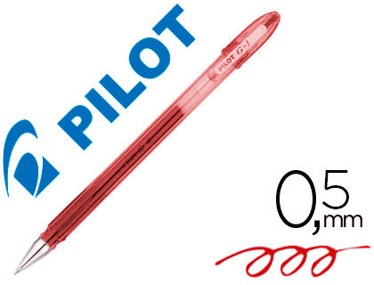 STYLO-BILLE PILOT G1 7 CRITURE MOYENNE 0.5MM ENCRE GEL CORPS TRANSLUCIDE COULEUR DENSE ROUGE