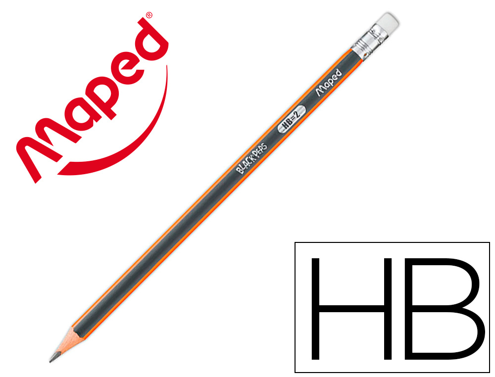 CRAYONS GRAPHITE BLACK'PEPS HB AVEC GOMME - BOIS CERTIFI  FSC