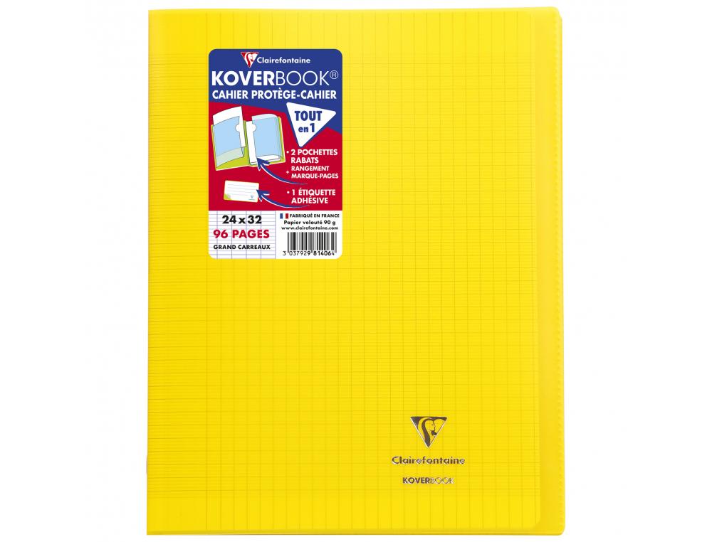 CAHIER PIQUE CLAIREFONTAINE KOVERBOOK COUVERTURE          POLYPROPYLENE 24X32CM 96      PAGES 90G SEYES COLORIS JAUNE