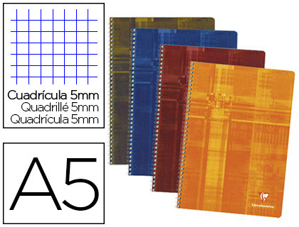 CAHIER CLAIREFONTAINE PAPIER VLIN VELOUT COUVERTURE PELLICULE RELIURE INTGRALE A5 14,8X21CM 100 PAGES 90G 5X5MM