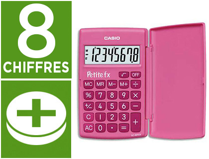 CALCULATRICE CASIO SCIENTIFIQUE PETITE FX 4 OPRATIONS GRAND CRAN SPCIAL ENFANTS MMOIRE PILE 120X75X10.7MM 70G ROSE