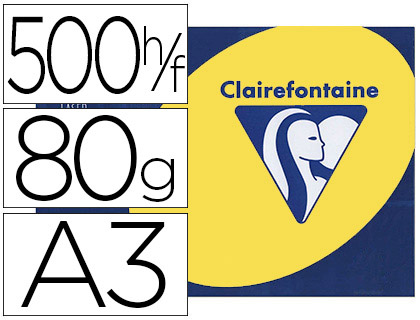 PAPIER COULEUR CLAIREFONTAINE TROPHE MULTIFONCTION A3 80G/M2 COULEURS VIVES JONQUILLE PAQUET 500 FEUILLES