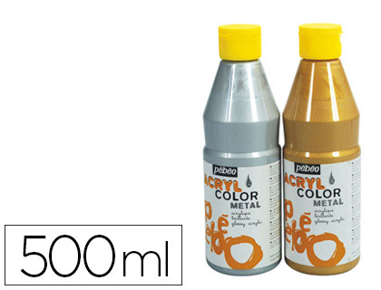 PEINTURE ACRYLIQUE PBO ACRYLCOLOR INDLBILE COUVRANTE BRILLANTE TOUS SUPPORTS COLORIS OR FLACON 500ML