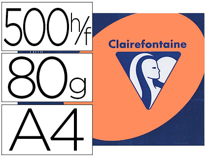 PAPIER COULEUR CLAIREFONTAINE TROPHE MULTIFONCTION A4 80G/M2 COULEURS FLUORESCENTES ORANGE FLUO PAQUET 500 FEUILLES