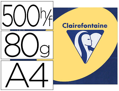 PAPIER COULEUR CLAIREFONTAINE TROPHE MULTIFONCTION A4 80G/M2 JAUNE CANARI PAQUET 500 FEUILLES