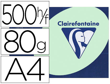 PAPIER COULEUR CLAIREFONTAINE TROPHE MULTIFONCTION A4 80G/M2 VERT PASTEL PAQUET 500 FEUILLES