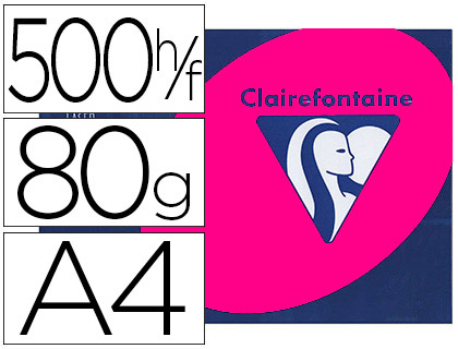 PAPIER COULEUR CLAIREFONTAINE TROPHE MULTIFONCTION A4 80G/M2 COULEURS INTENSES ROSE FUCHSIA PAQUET 500 FEUILLES