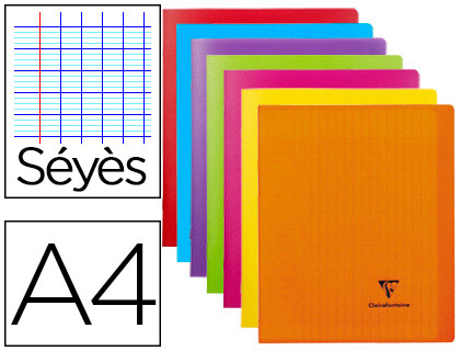 CAHIER PIQU CLAIREFONTAINE KOVERBOOK COUVERTURE PROTGE-CAHIER 2 RABATS A4 21X29,7CM 96  PAGES 90G 7 COLORIS ASSORTIS