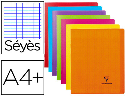CAHIER PIQU CLAIREFONTAINE KOVERBOOK COUVERTURE PROTGE-CAHIER 2 RABATS A4+ 24X32CM 96 P AGES 90G 7 COLORIS ASSORTIS