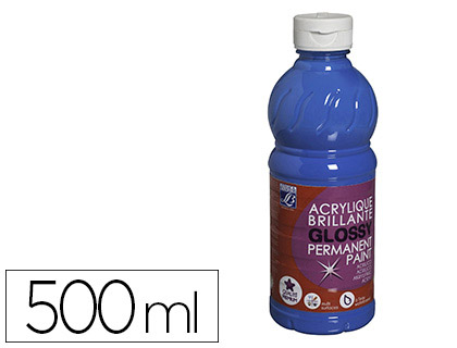 PEINTURE ACRYLIQUE LEFRANC BOURGEOIS GLOSSY FLUIDE BRILLANTE INDLBILE MULTI-SUPPORTS BLEU PRIMAIRE FLACON 500ML