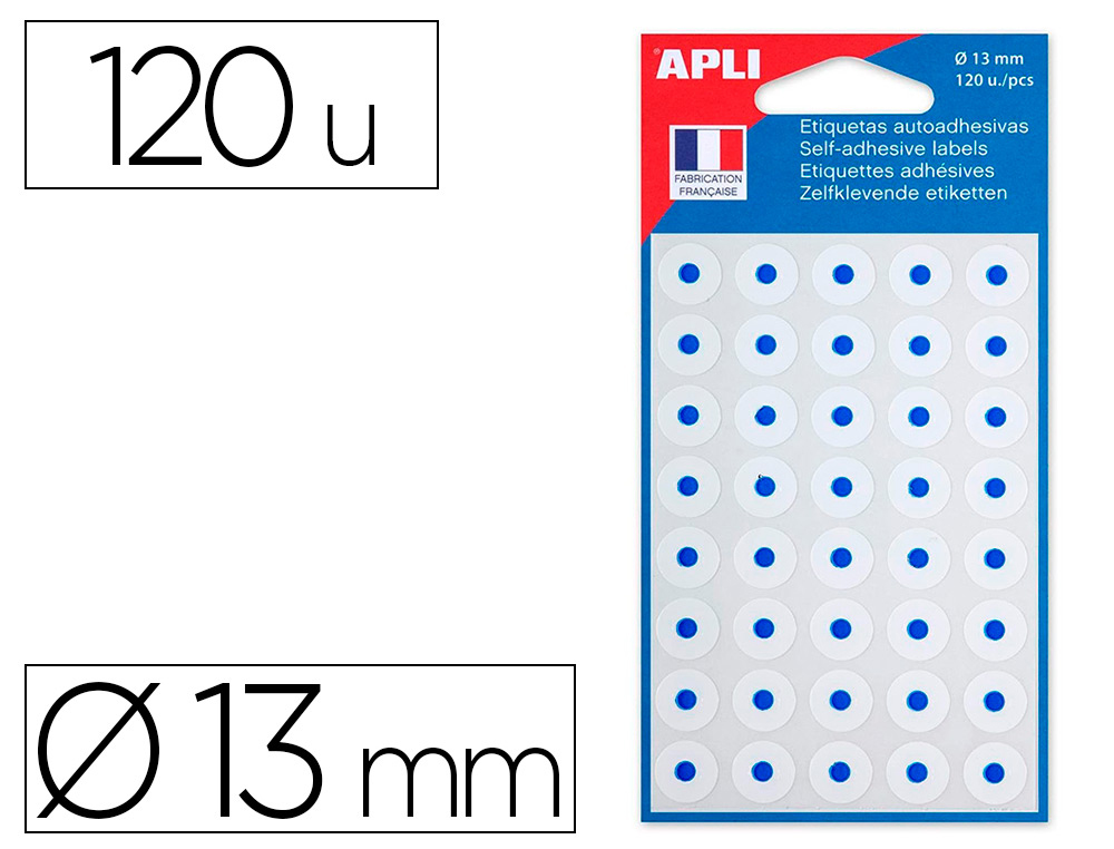 OEILLET ADHSIF APLI AGIPA FORMAT 13MM RENFORCEMENT DOCUMENTS PERFORS POCHETTE 120 UNITS