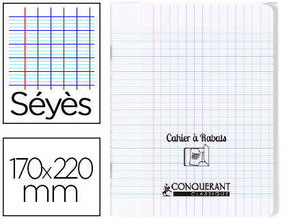 CAHIER  RABAT AGRAF CONQURANT CLASSIQUE COUVERTURE POLYPROPYLNE 17X22CM 96 PAGES 90G SYS INCOLORE