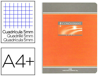 CAHIER PIQU CONQURANT SEPT COUVERTURE OFFSET A4+ 24X32CM 192 PAGES 70G 5X5