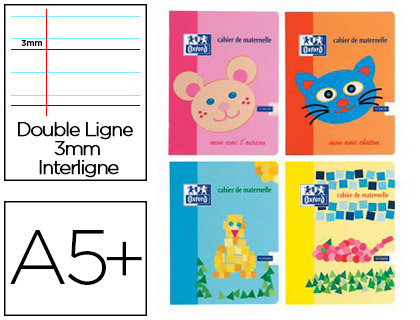 CAHIER PIQU OXFORD CRITURE OPTIK PAPER COUVERTURE PELLICULE LAVABLE 17X22CM 32 PAGES 90G 3 INTERLIGNES 10MM
